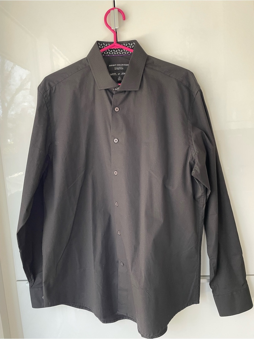Report Collection Men's Charcoal Stretch Dress Shirt